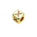 6mm gold-plated alphabet X bead charm with pavé cubic zirconia for DIY jewelry - 14k Gold Plated 6mm (2.5mm Hole) / Letter X - Gold
