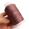 Hilo trenzado metálico púrpura y dorado en carrete blanco para pulseras DIY - Púrpura Marrón Oro Mezclado