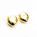 Polished 18K gold plated heart-shaped hoop earrings featuring a secure clasp closure - 3D Heart Style (4)