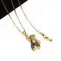 Collana dorata con ciondolo a forma di orso decorato con zirconi bianchi e neri - Collana con Pendente Nero