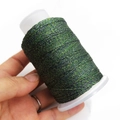 Hilo metálico verde oscuro y oro para trenzado de pulseras en bobina de plástico - Dark Green Gold Lurex