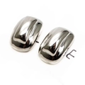 Minimalist chunky rectangular hoop earrings with polished silver mirror finish for women - Minimalist Chunky Rectangular Stud Earrings (2) / Silver