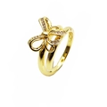 Detail eines verstellbaren 14k Goldbogensrings mit Mikropave-Zirkonia-Akzenten - Einstellbar Offen / Doppelschichtiger Pave Schleife Gold Stil (2)