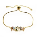 Adjustable gold MOM bracelet with colorful micro-paved zircons and slider clasp design - Multicolor Zirconia MOM Bracelet (Bracelet 3) / Gold
