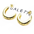 Detail of gold-plated horseshoe hoop earrings with sparkling cubic zirconia on card - Horseshoe Rhinestone Stud Earrings (7)