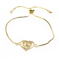 Macro shot of gold plated MAMA heart connector with cubic zirconia for DIY jewelry - Pavé Rhinestone Mama Bracelet (Bracelet 6) / Gold