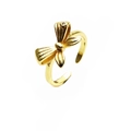 Detailansicht verstellbarer 14k vergoldeter Schleifenring mit Zirkonia-Akzenten - Einstellbar Offen / 3D Einfache Einzeldiamant Schleife Gold Stil (8)