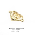 Detail view of heart-shaped MAMA connector with micro-paved zircons for DIY jewelry - Heart mama Connector (6) / 22x14mm / Gold