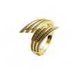 Detailaufnahme des 14k vergoldeten mehrlagigen Schleifenrings mit Zirkonia-Mikropflaster - Einstellbar Offen / Mehrlagiger Treppenflügelstil (7)