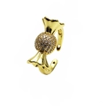 Dettaglio dell'anello dorato a forma di caramella con zirconi micro-pave e fascia aperta - Aperto Regolabile / Stile Caramella Pavé Creativo Aperto (8)