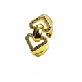 Dettaglio macro dell'anello geometrico placcato oro 14k con micropavé di zirconi - Aperto Regolabile / Stile Pavé Splicing Geometrico Architetturale (9)
