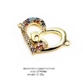 Golden micro-pave zircon heart charm with baby footprints and colorful stones 27x26mm - Heart With Baby Footprint Style