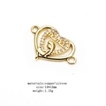 Gold heart MAMA connector with white zircons for DIY jewelry making and bracelets - Hollow Mama Heart Style
