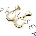 14k gold plated heart stud earrings with teardrop pendants and micro-set cubic zirconia - Heart Teardrop Earrings Only (Style 9) (Without Necklace)
