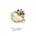 Macro view of MAMA letter connector with multicolor zircon stones and copper link loops - Colorful MAMA Letters Heart Style
