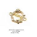 Macro detail of MAMA circular connector in gold with pave cubic zirconia for DIY jewelry - Butterfly Flower Mama Round Style