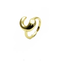 Makroansicht des 14k vergoldeten verstellbaren Rings mit poliertem organischem Design - Offen verstellbar / Buchstabe C