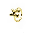 Detail eines 14k vergoldeten offenen Rings mit einzigartigem Kreuz-Design und Lava-Textur - Offen verstellbar / Buchstabe K