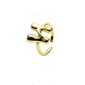 Detailansicht des 14k vergoldeten verstellbaren Rings mit künstlerischen organischen Kurven - Offen verstellbar / Buchstabe N