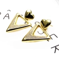 14k gold plated heart and triangle drop earrings with cubic zirconia stones - Heart Triangle Earrings Only (Style 1) (Without Necklace)