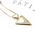 Elegant 14k gold plated heart and triangle pendant necklace with zircon stones - Heart Triangle Necklace Only (Style 1) (Without Earrings)