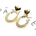 14k gold plated heart earrings with zircon paved oval drop and minimalist design - Heart Oval Earrings Only (Style 2) (Without Necklace)