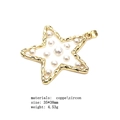 Makroansicht des goldenen Sternanhängers mit Perlen und Zirkon, Größe 35x38mm - Stern Perle Anhänger Ohne Kette
