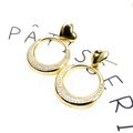 Elegant 14k gold plated heart stud and circular hoop earrings with zircon stones - Heart Circle Earrings Only (Style 3) (Without Necklace)