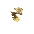Macro detail of lightning bolt ring with 14k gold plating and micro-pave zircons - Adjustable Open / Lightning Bolt Shape Style (10)