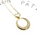 14k gold plated box chain necklace featuring a polished heart and zircon-set ring pendant - Heart Circle Necklace Only (Style 3) (Without Earrings)
