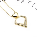 14k gold plated necklace with heart pendant and zircon geometric pentagon frame - Heart Pentagon Necklace Only (Style 4) (Without Earrings)