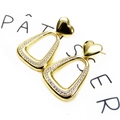14k gold plated heart earrings with geometric trapeze pendants and pavé zircon stones - Heart Trapezoid Earrings Only (Style 5) (Without Necklace)