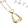 Gold-plated heart and geometric triangle pendant necklace with cubic zirconia - Heart Trapezoid Necklace Only (Style 5) (Without Earrings)