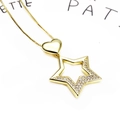 14k gold plated heart and star pendant necklace with cubic zirconia on box chain - Heart Star Necklace Only (Style 6) (Without Earrings)