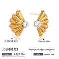 Dettagli su dimensioni e materiali per orecchini a ventaglio in acciaio con zirconi. - Oro (JDE0101323)