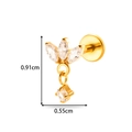G23 titanium gold piercing stud with marquise crystals, 0.91cm by 0.55cm dimensions - 1# Style (T2591-1) / Gold