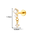 G23 titanium labret stud earring with dangling CZ stones in gold finish - 3# Style (T2591-3) / Gold