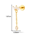 Gold G23 titanium tassel labret piercing earring with marquise zircon stones, 1.87cm long - 4# Style (T2591-4) / Gold