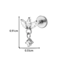 G23 τιτάνιο labret piercing με τρεις marquise πέτρες και κρεμαστό διακοσμητικό στοιχείο - 1# Στυλ (T2591-1) / Ασημί