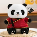 Süßes Panda-Plüschtier in traditionellem rotem chinesischem Tang-Anzug und Hanfu-Outfit - Höhe 15cm (Ohne Schlüsselband) / Dunkelrot