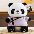 Panda-Plüschtier in einem lila Tang-Anzug im traditionellen chinesischen Stil - Höhe 15cm (Ohne Schlüsselband) / Lila