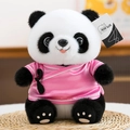 Peluche panda géant adorable portant un costume traditionnel Tang rose avec fermeture - Rose Clair