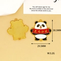 Macro view of panda pendant with 'Pass' banner showing dimensions and weight - Always Pass Panda