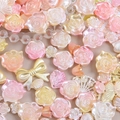 Perlmutt DIY Harz-Anhänger Set mit Rosen und Schleifen für Schmuckzubehör Dekor - Traumhaftes Barock Mix-Sonnenuntergang