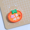 Cartoon Orange-Persimone Harz-Anhänger mit 3D-Schwein-Design und Glückstext für DIY - Obst-Wortplatte - Glatter Fortschritt (Schwein)