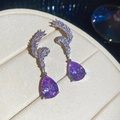 Elegante lila Zirkon-Ohrringe in Tropfenform mit funkelnden Kristallen für Damen - Ranken Wassertropfenform Stil (41#)