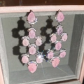 Elegante rosa Zirkon-Ohrringe in Tropfenform, luxuriöses silbernes Finish für Damen. - Mehrschichtiger Wassertropfen Anhänger Stil (54#)