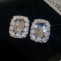 Boucles d'oreilles clous de luxe en zircon carré avec tige en argent et finition dorée - Style Halo Carré (86#) / Or
