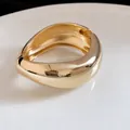 Statement chunky irregular gold metal bangle with glossy finish and minimalist design - 3# Bracelet-Gold