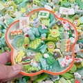 Mix of green resin cartoon characters and mahjong charms for DIY crafts and nail art - Color Scheme By Weight - Fresh Green / Sold By Weight